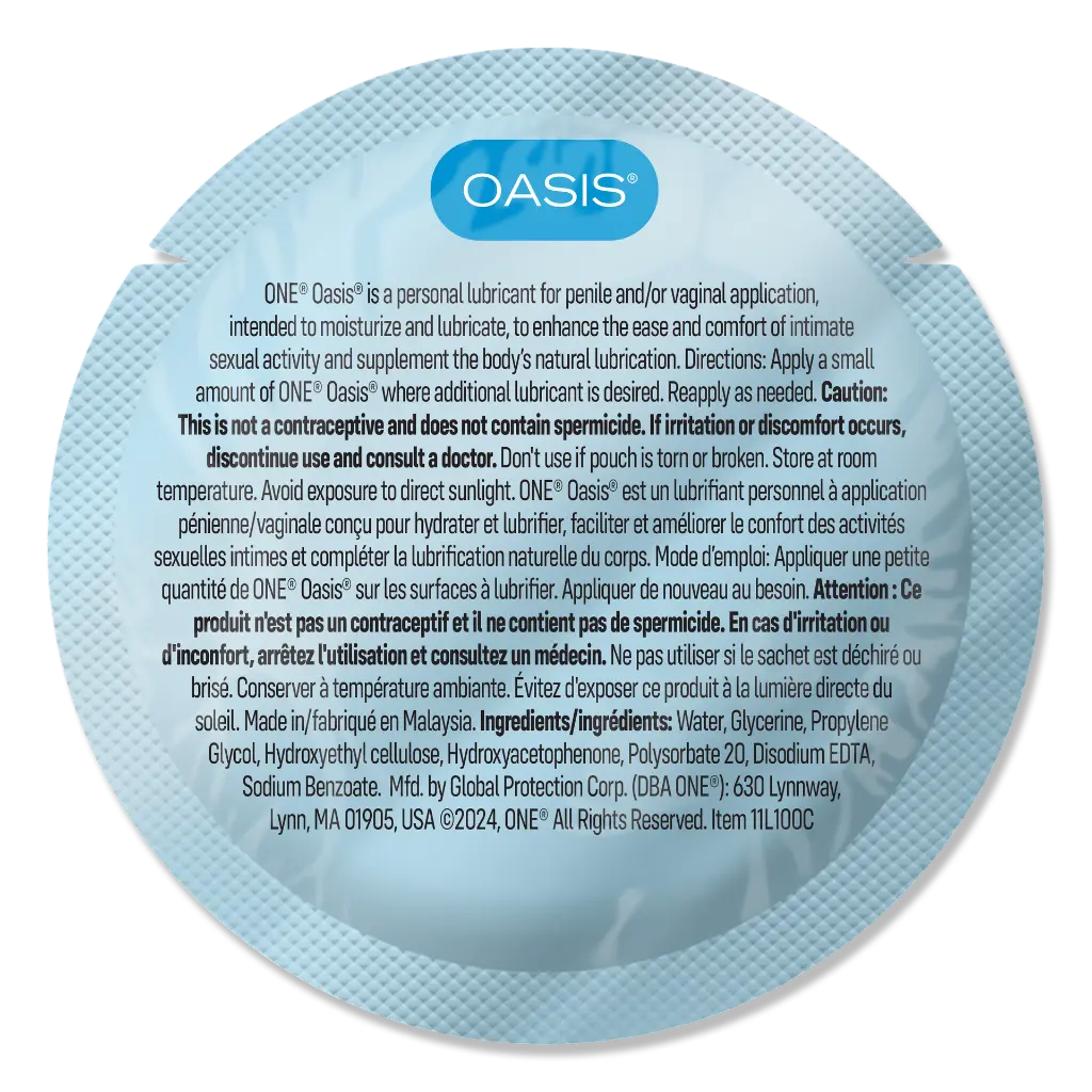 Oasis Water-Based Lubricant - Back of Wrapper.webp