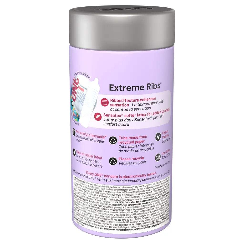 2 - ONE® Condoms Extreme Ribs™ 12-count Back.webp