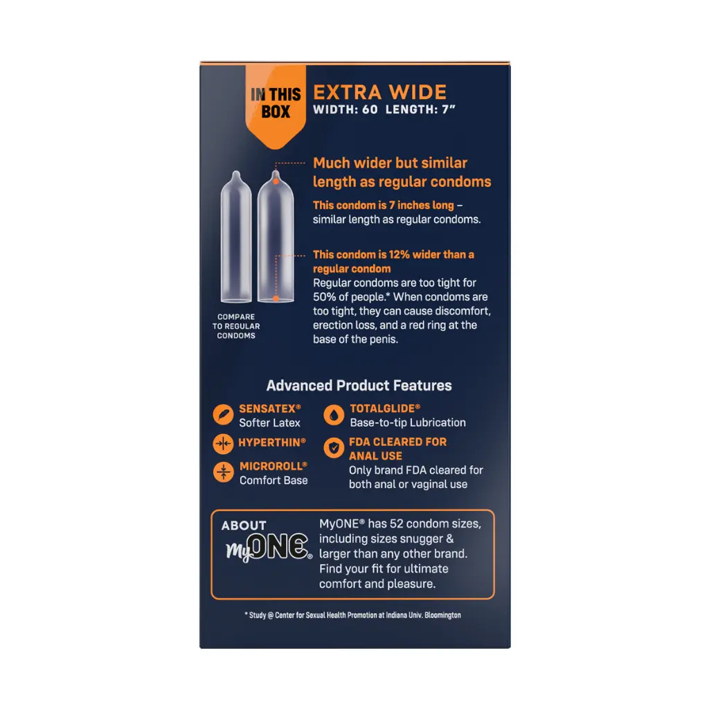 2-MyONE® Custom Fit® Extra Wide 10-count condom package - back.webp