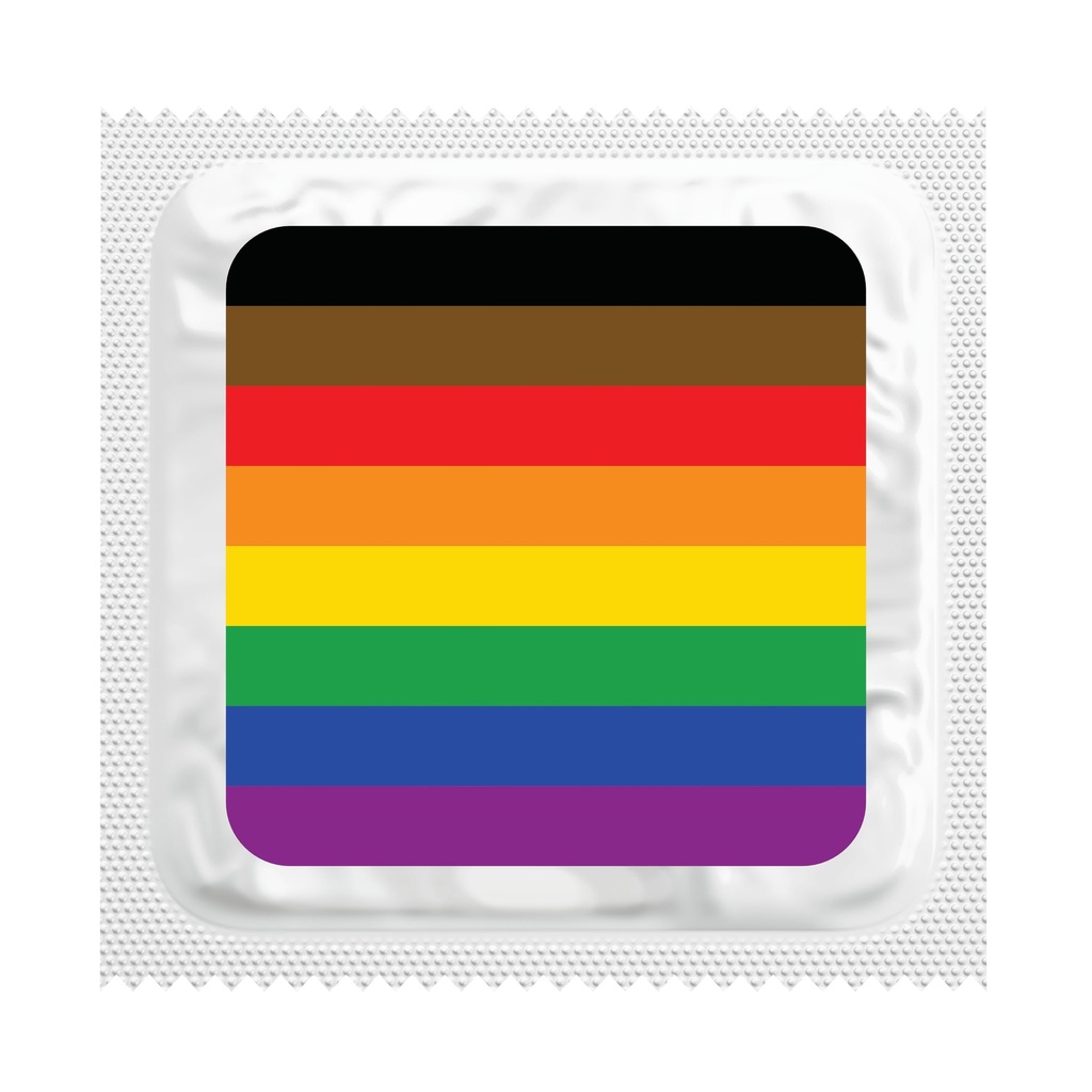 Progress (8-stripe) Pride Flag Condoms, Bag of 50