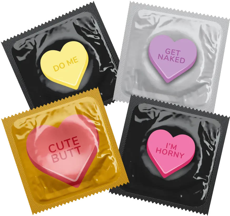 Naughty Candy Hearts Condoms, Bag of 50