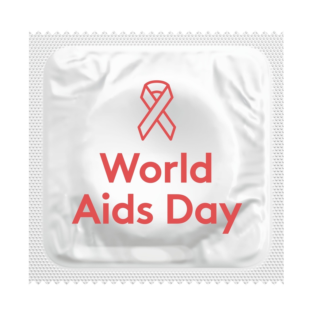 World Aids Day Ribbon HIV Awareness Condoms, Bag of 50