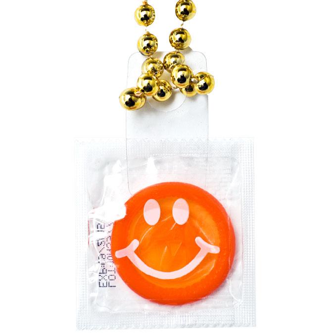 Smiley Condom Throw Beads, Box of 36