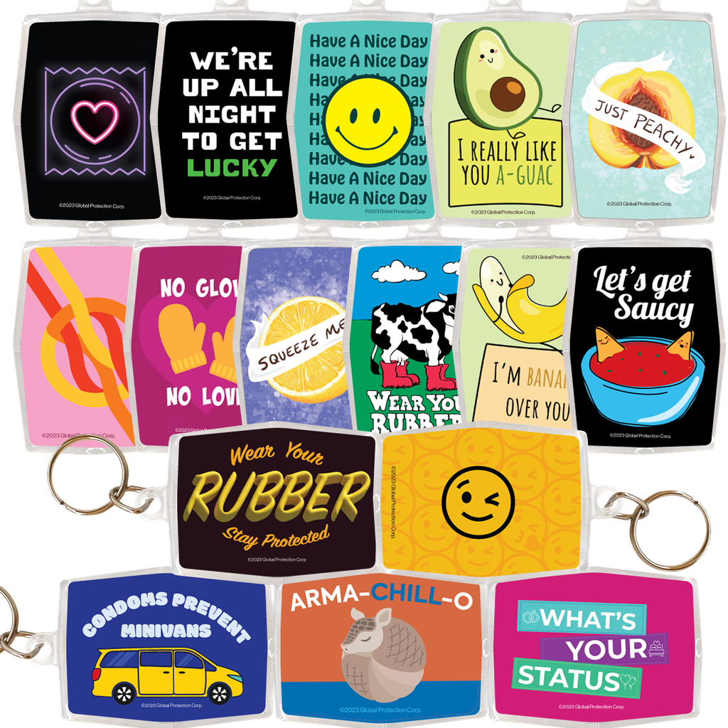 Assorted Non-Risqué Condom Keypers, Bag of 48