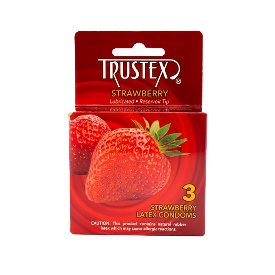 Trustex® Strawberry Flavored Condoms 3-Pack, Case of 72