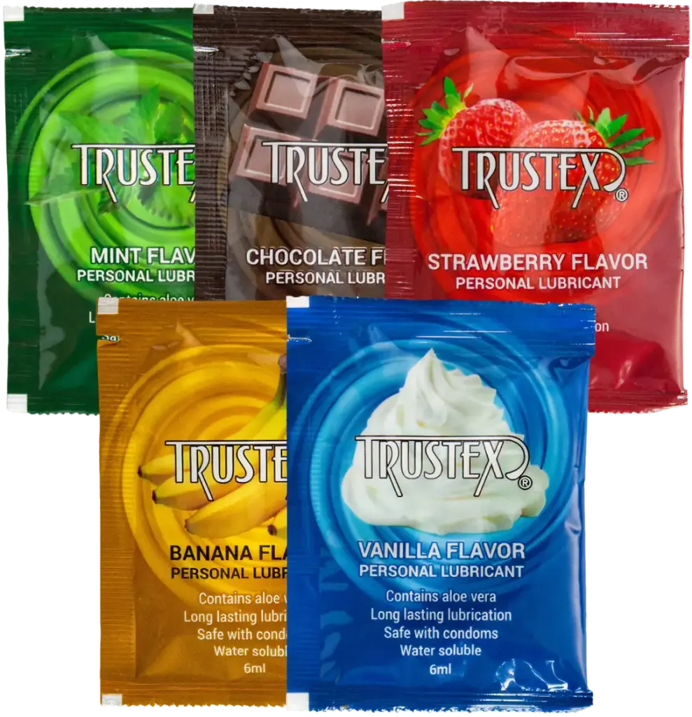 Trustex® Assorted Flavors Lubricant 6ml Foil Packs, Case of 1,000