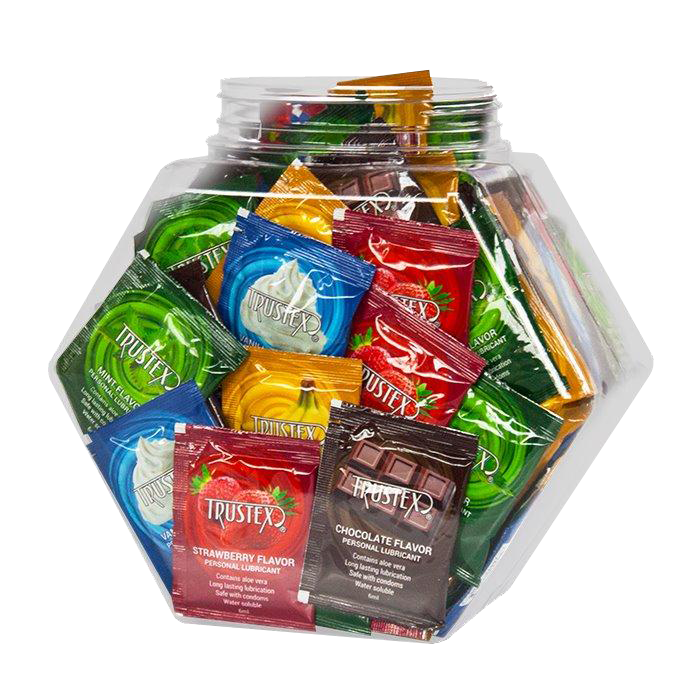 Trustex® Assorted Flavors Lubricant 6ml Foil Packs, Bowl of 144