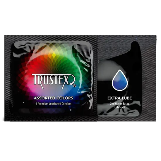 Trustex® Assorted Colors Condoms + Lubricant Combo, Case of 1,000