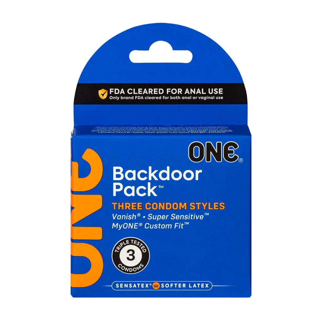 ONE® Backdoor Pack™ Condoms 3-Pack, Case of 36