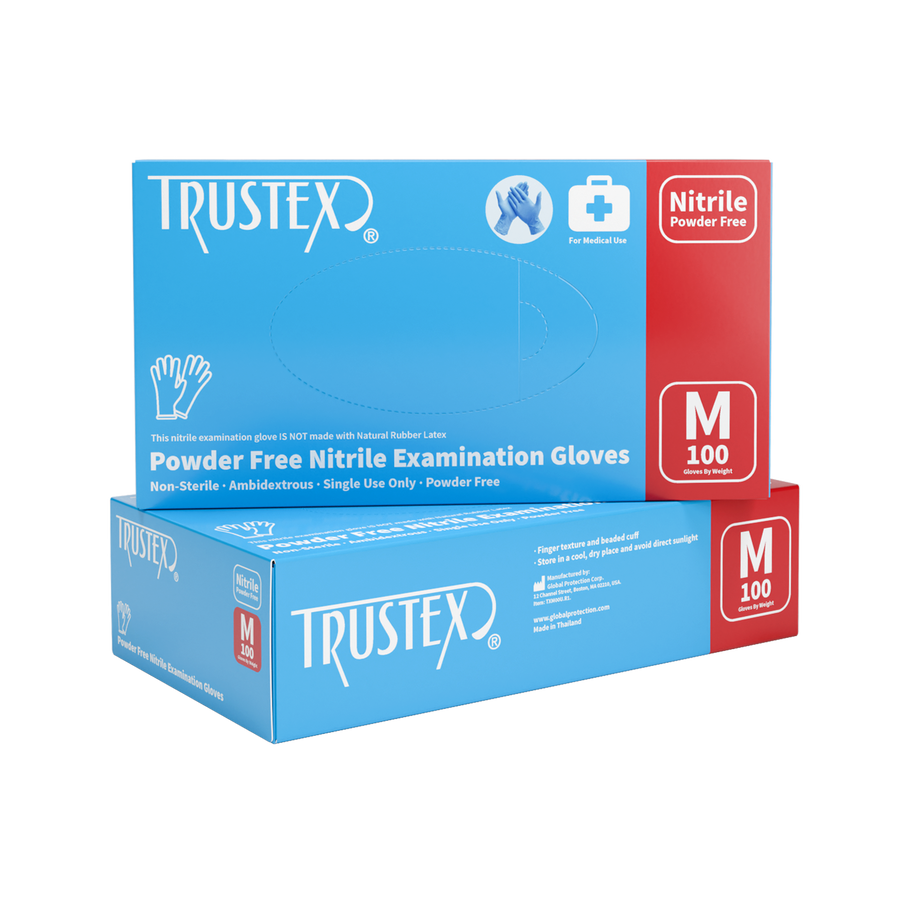 Trustex® Medical Exam Gloves Medium, Latex-Free & Powder-Free, Case of 1,000