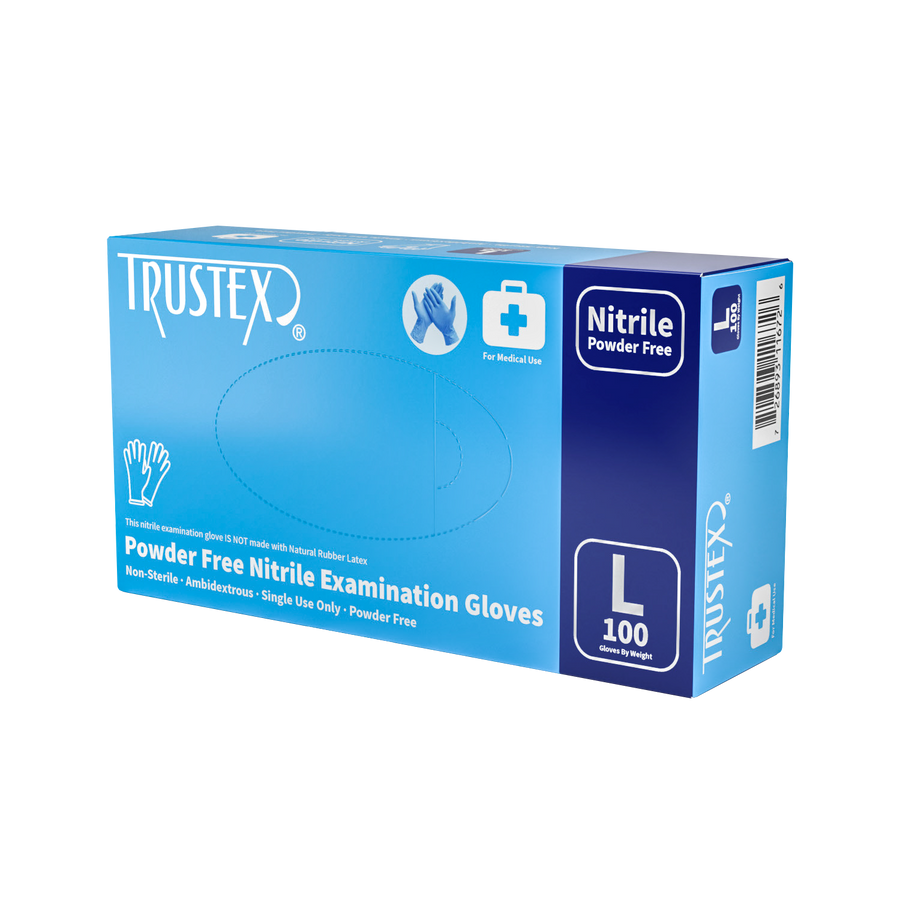 Trustex® Medical Exam Gloves Large, Latex-Free & Powder-Free, Box of 100