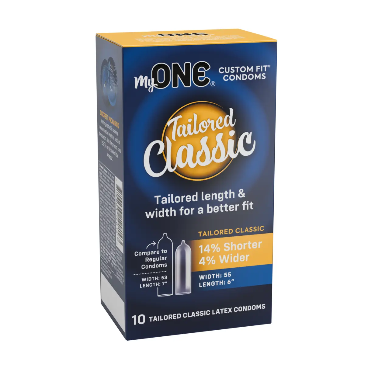 MyONE® Tailored Classic (size 55F) Condoms 10-Pack, Case of 72