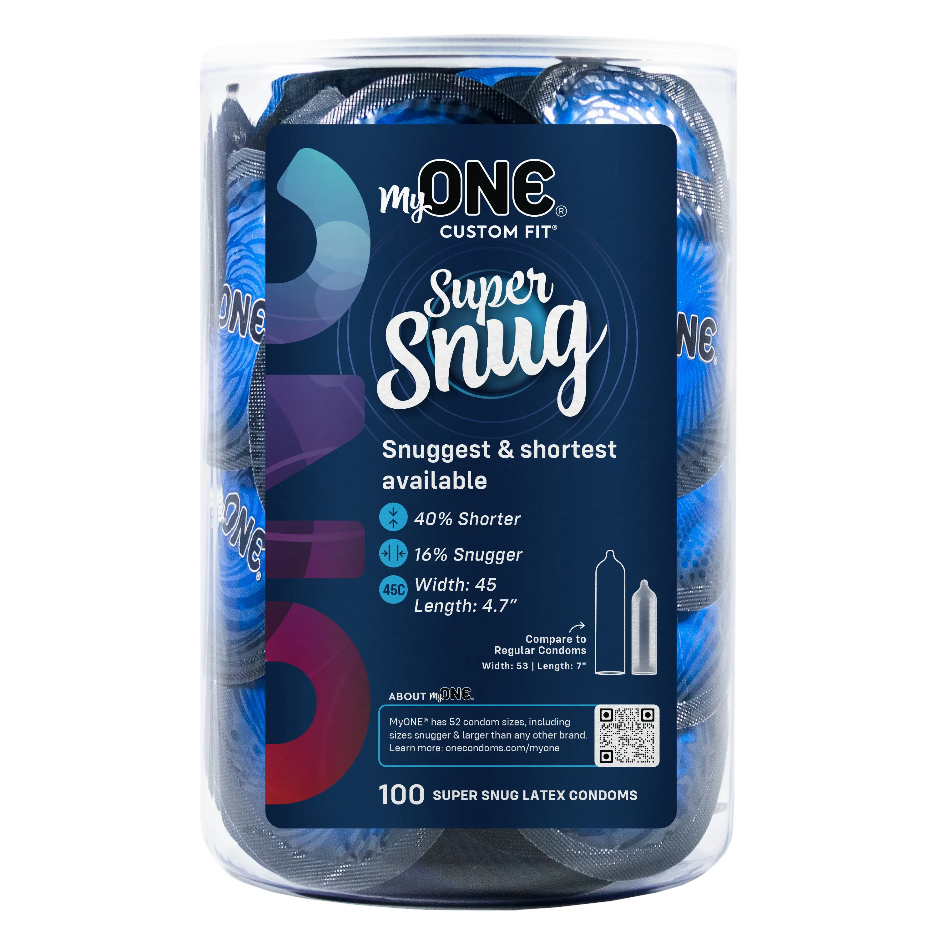 MyONE® Super Snug (size 45C) Condoms, Bowl of 100