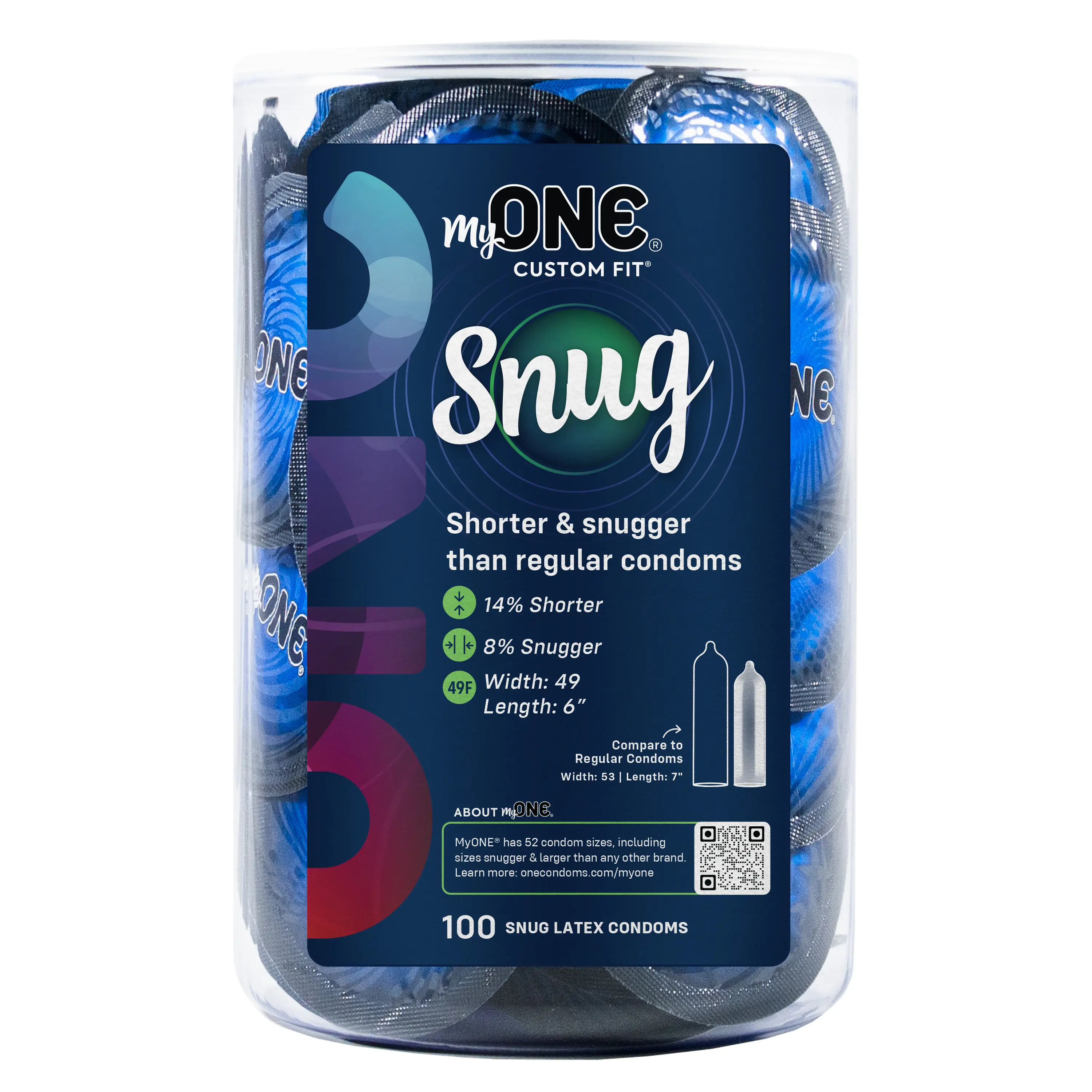 MyONE® Snug (size 49F) Condoms, Bowl of 100