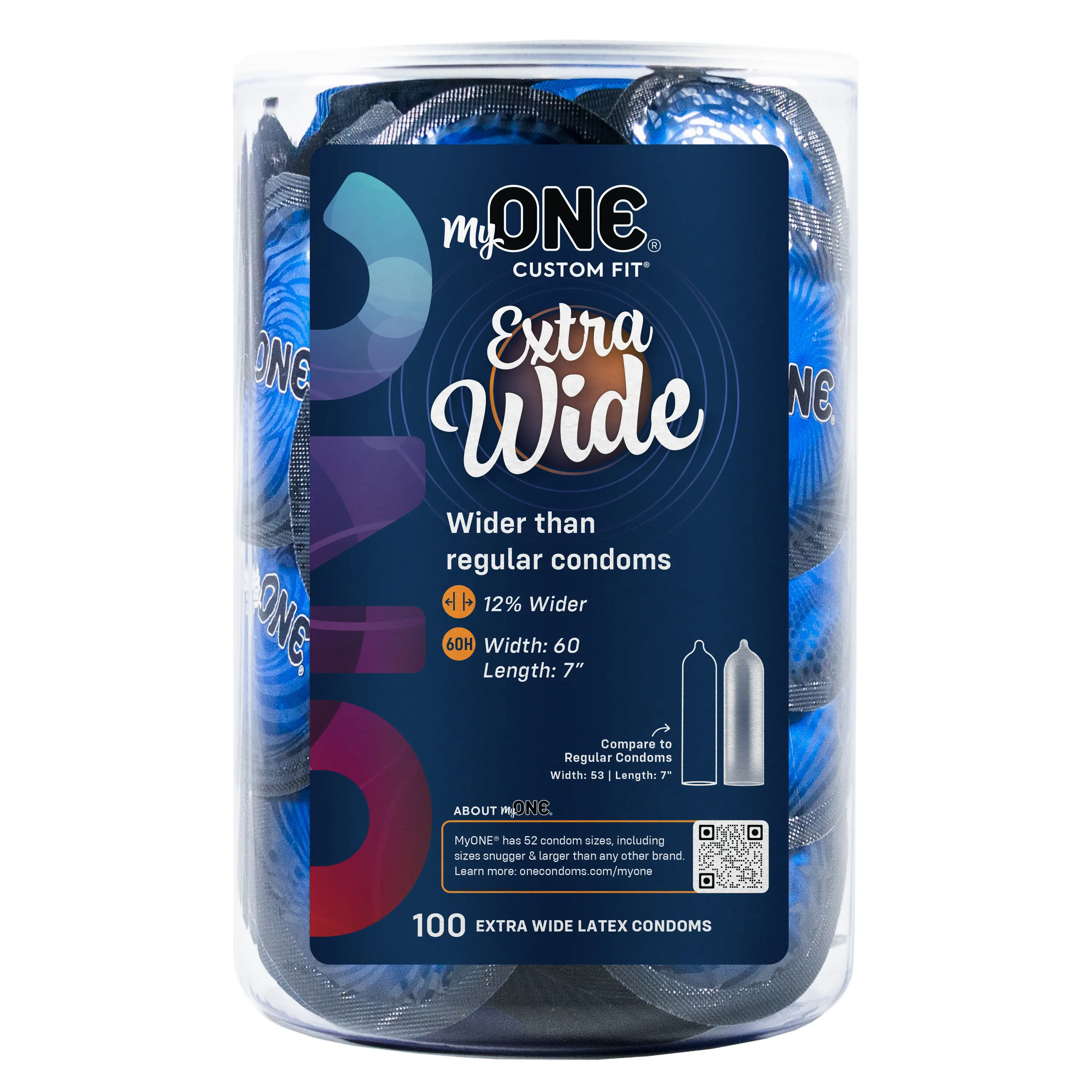 MyONE® Extra Wide (size 60H) Condoms, Bowl of 100