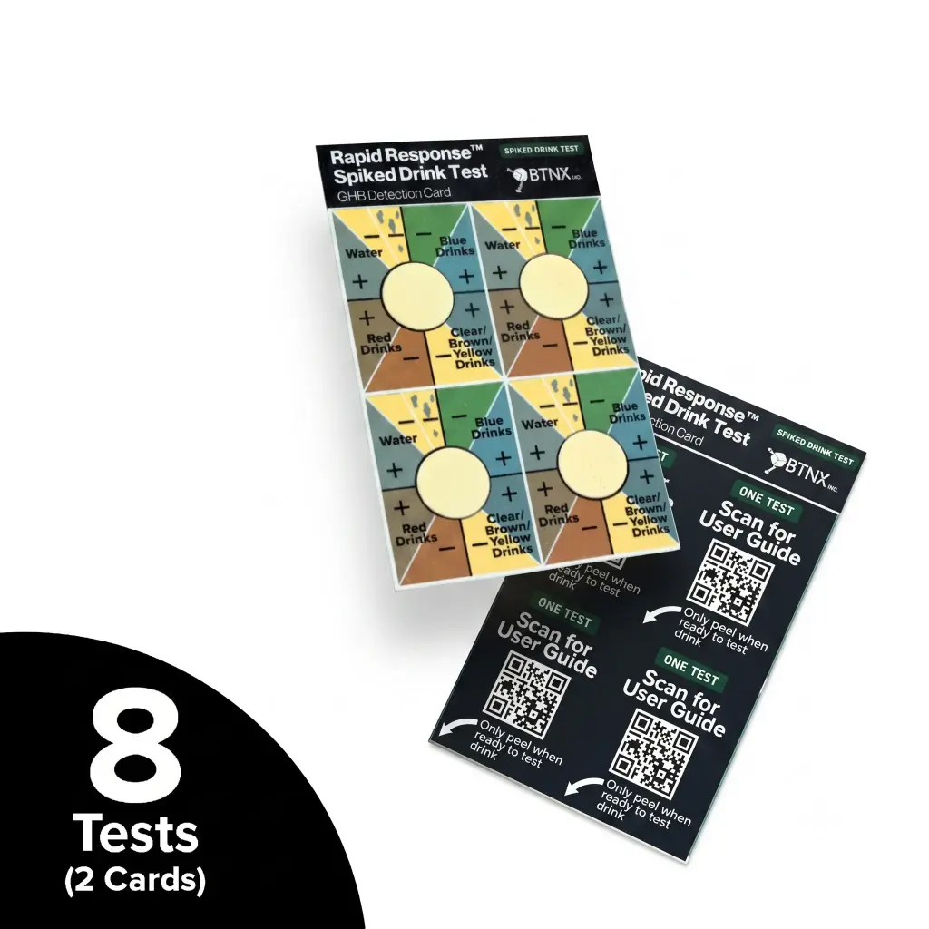 Rapid Response™ Spiked Drink Test GHB Detection Cards, Pack of 2 (8 Tests)