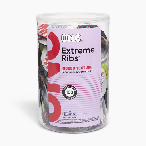 [112500B] ONE® Extreme Ribs™ Artist Collection Condoms, Bowl of 100