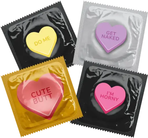 [BKU44] Naughty Candy Hearts Condoms, Bag of 50