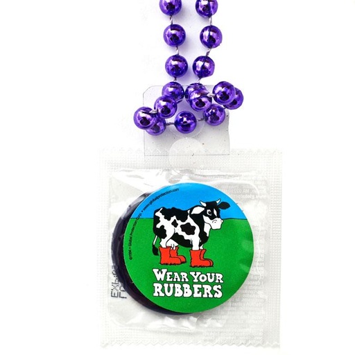 [CTB04U] Wear Your Rubbers Condom Throw Beads, Box of 36
