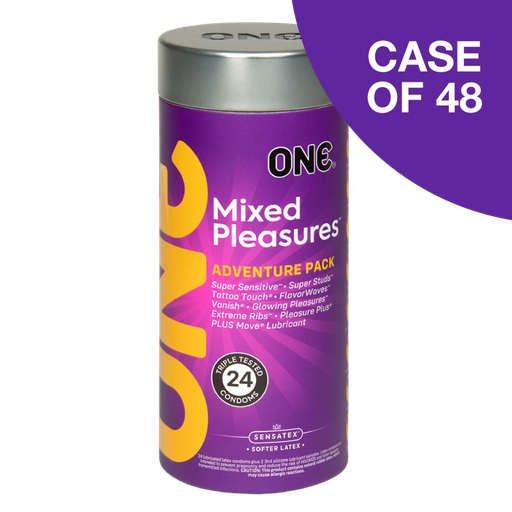[110104C-A] ONE® Mixed Pleasures™ Condoms 24-Pack, Case of 48