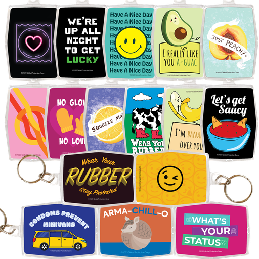 [KPR1] Assorted Non-Risqué Condom Keypers, Bag of 48