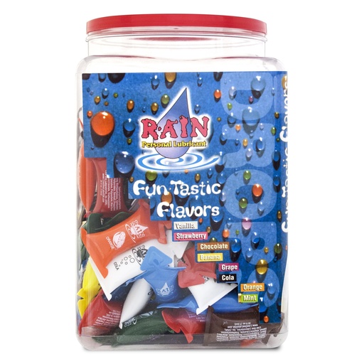 [L5200B] Rain® FunTastic Flavors Lubricant 7.5ml Pillows, Bowl of 144