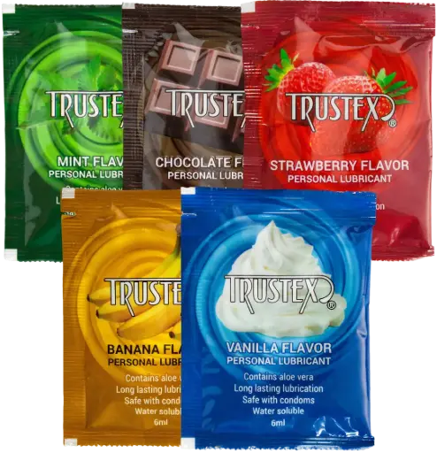 [L5500C] Trustex® Assorted Flavors Lubricant 6ml Foil Packs, Case of 1,000