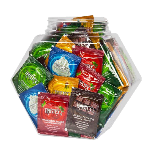 [L5525B] Trustex® Assorted Flavors Lubricant 6ml Foil Packs, Bowl of 144