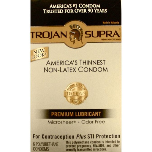 [TR90242U] Trojan SUPRA Non-Latex Lubricated 6pks, Bundle of 4